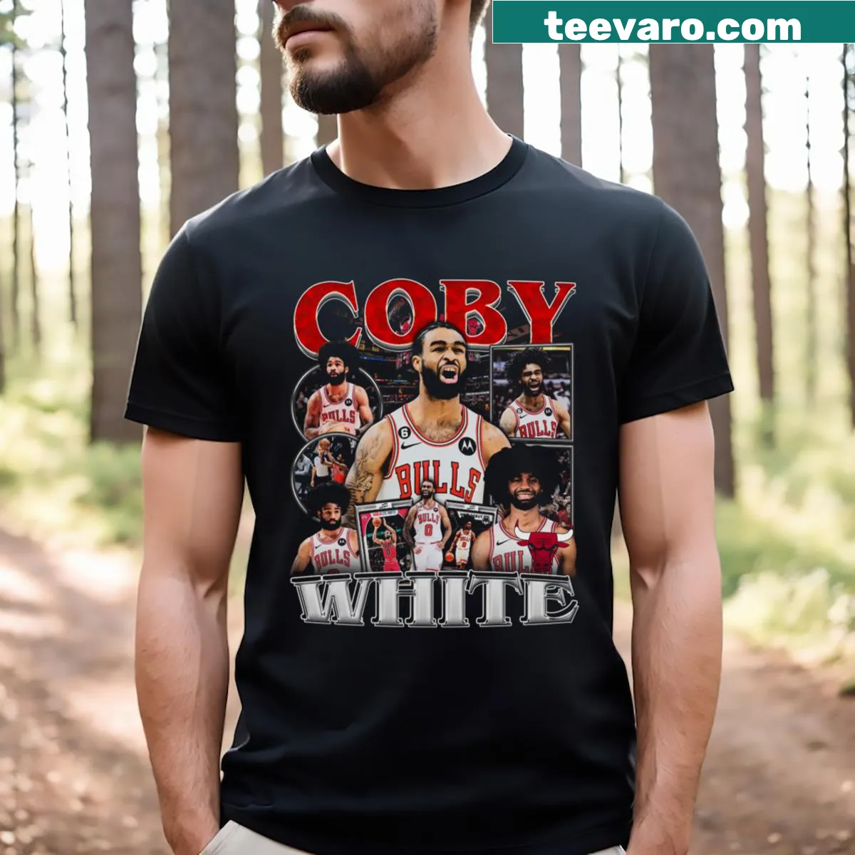 Vintage T-shirt featuring Coby White's name in a retro design — on a men's t-shirt