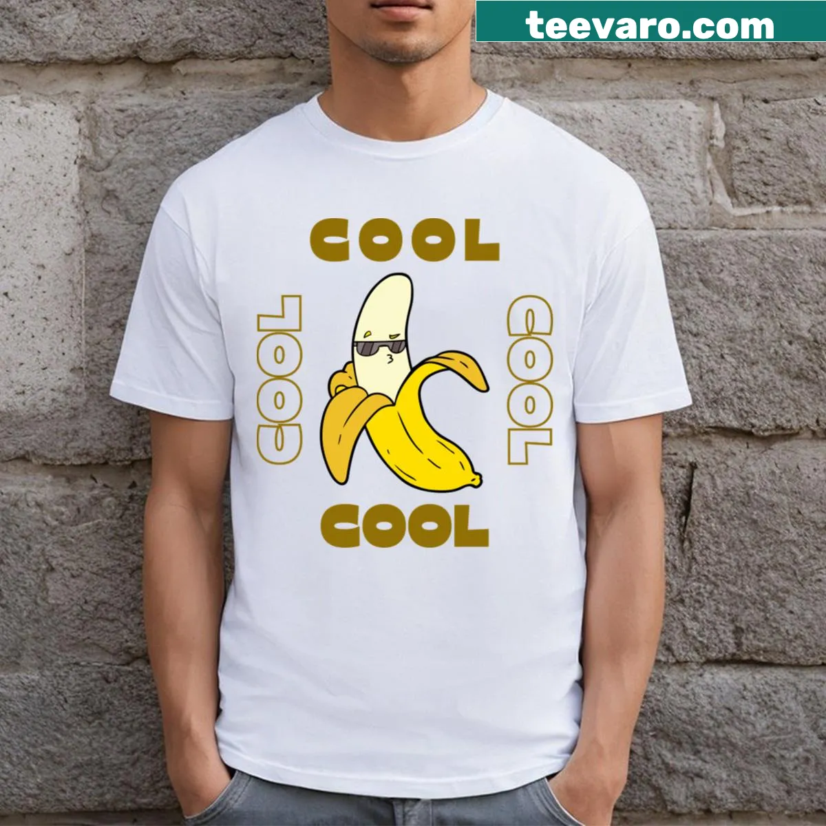 Funny T-shirt featuring a cartoon banana design — on a men's t-shirt