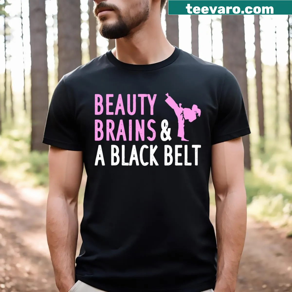 Illustrated karate design t-shirt for girls with inspiring graphics — on a men's t-shirt