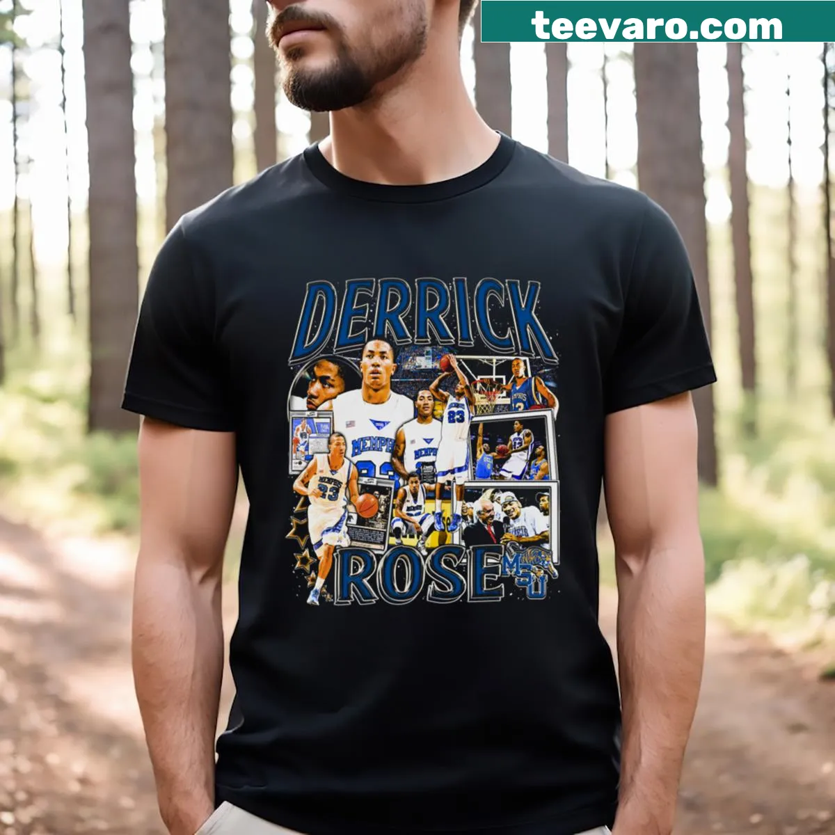 Vintage bootleg t-shirt honoring Derrick Rose's college career — on a men's t-shirt