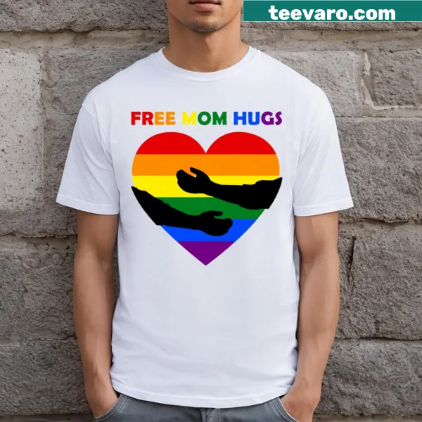 Graphic t-shirt with 'Free Mom Hugs' playful text