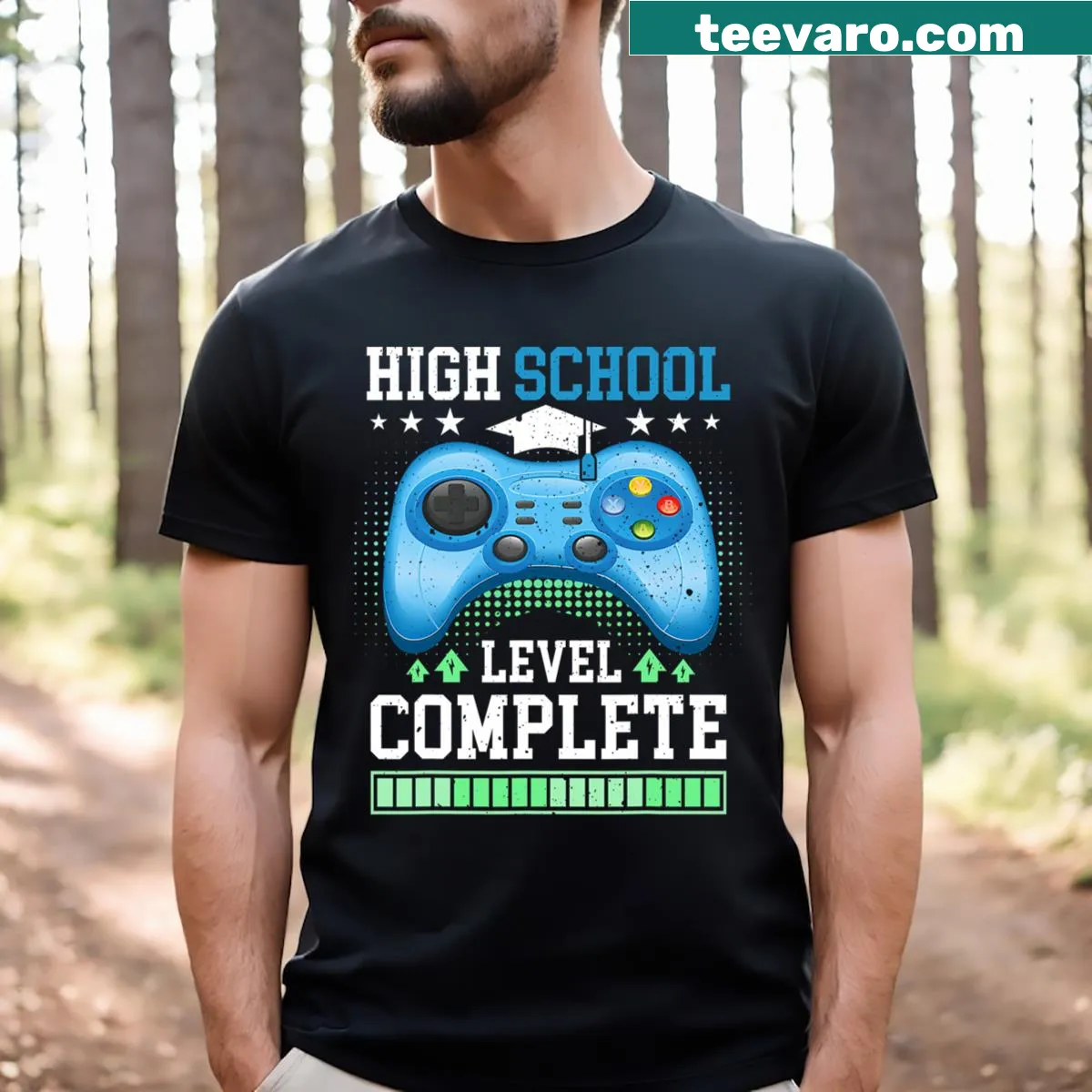 Funny gaming-themed graduation t-shirt for seniors — on a men's t-shirt