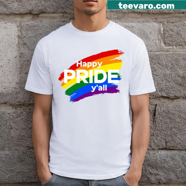 Cheerful Pride shirt with inviting message of inclusivity