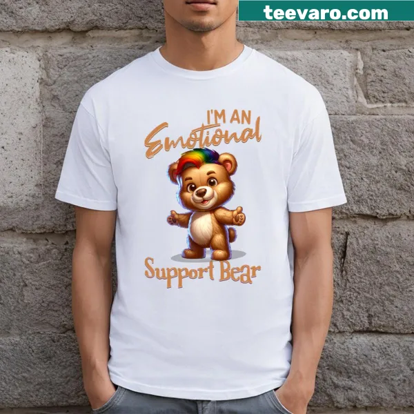 Cute T-shirt with 'I Am An Emotional Support Bear' and bear graphic