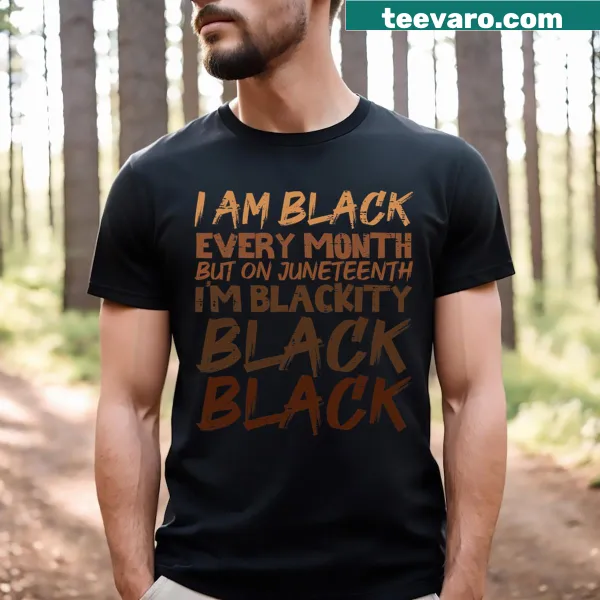 Kids t-shirt featuring the phrase 'I Am Black Every Month' celebrating Black identity