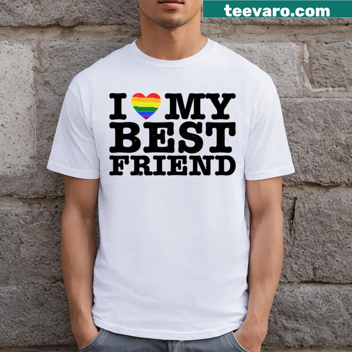 T-shirt with text I Heart My Best Friend Love LGBT — on a men's t-shirt