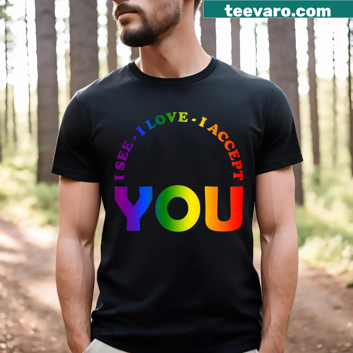 LGBTQ ally t-shirt with the phrase 'I See I Love You' — on a men's t-shirt