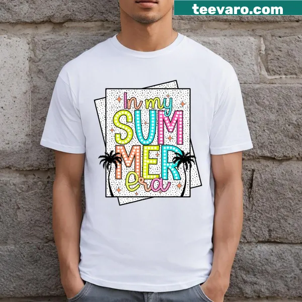 Summer-themed girl's t-shirt with playful vacation graphics