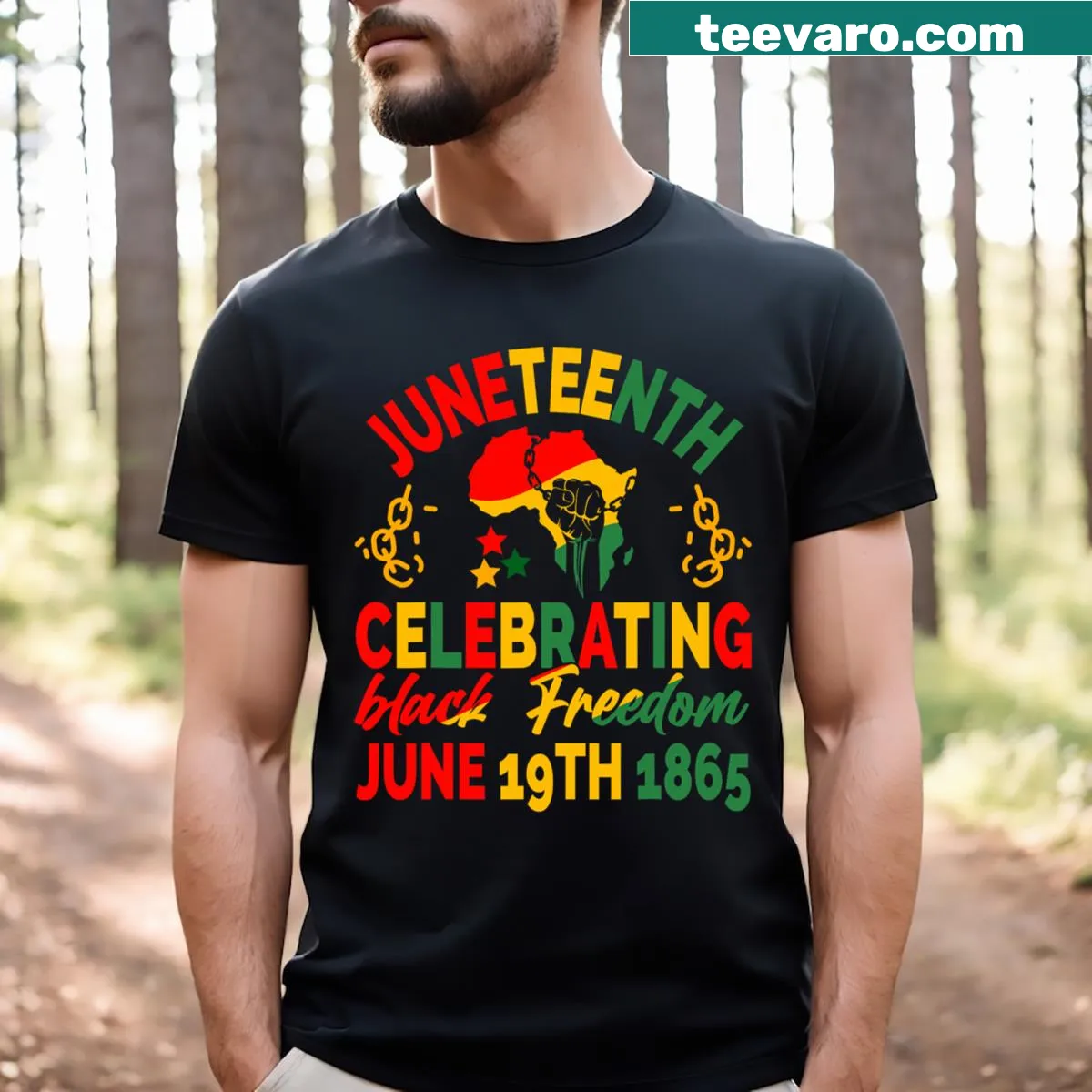 Men's and kids' T-shirt celebrating Black Freedom 1865 with clear messaging. — on a men's t-shirt