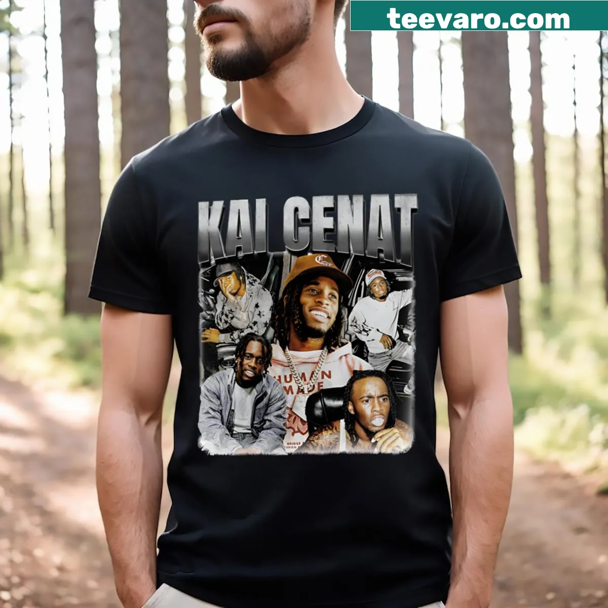 Kai Cenat T-shirt with playful streamer graphics — on a men's t-shirt