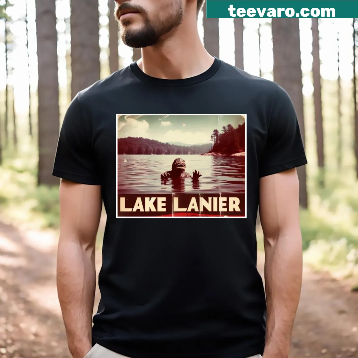 Illustration of Lake Lanier on a T-shirt — on a men's t-shirt