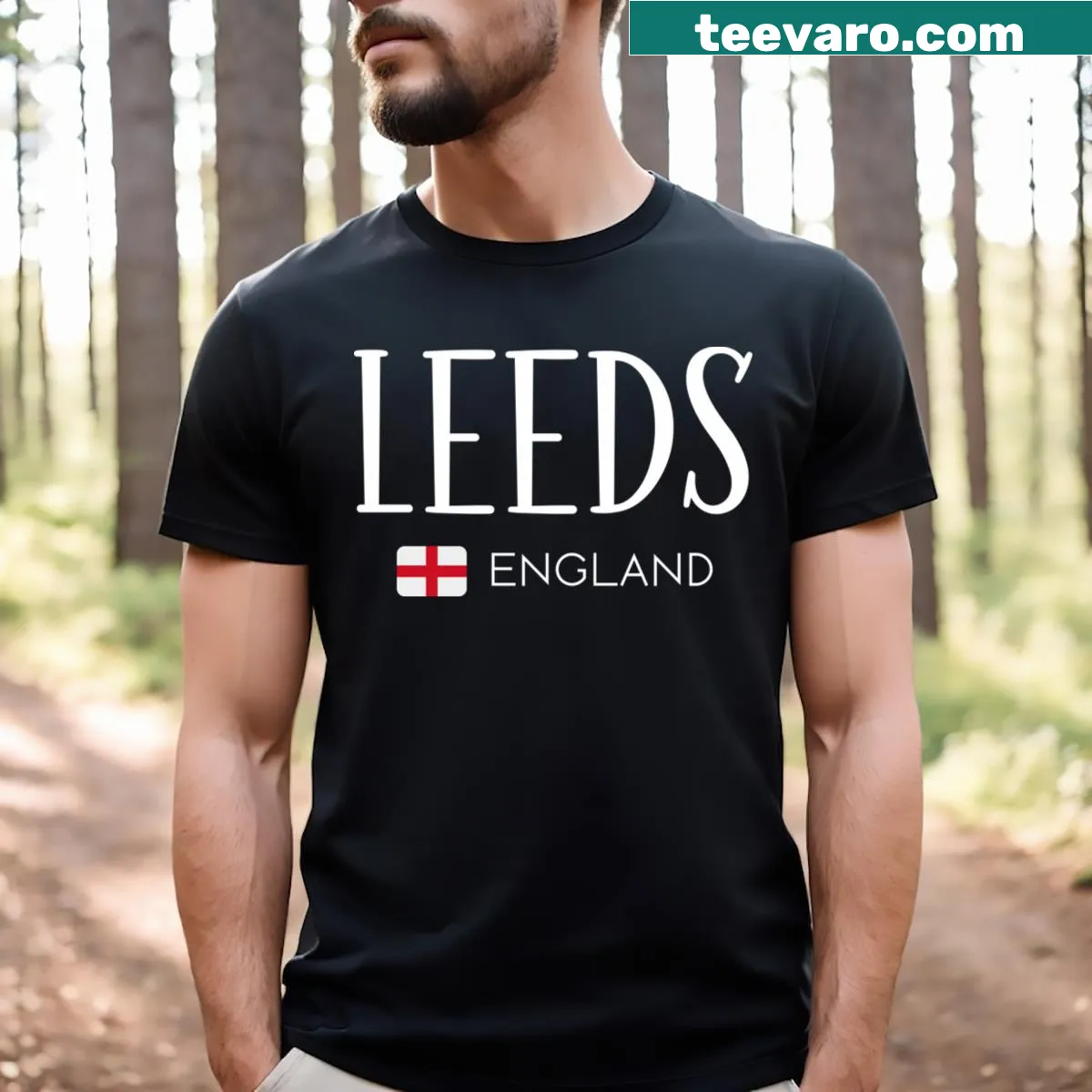 Emblematic graphic representing Leeds, England on a stylish T-shirt. — on a men's t-shirt