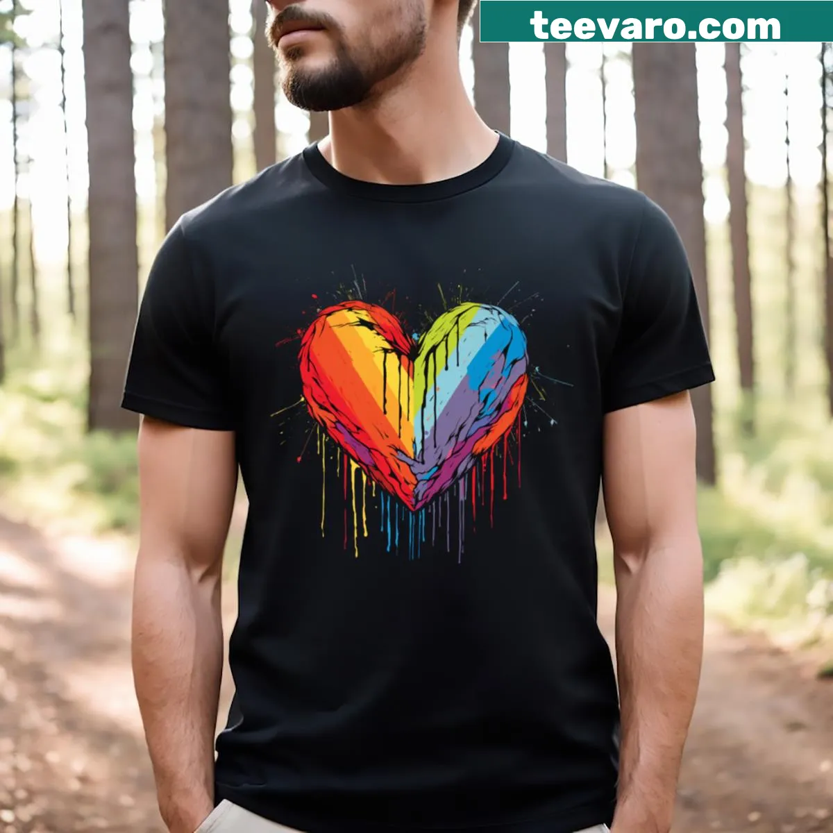Minimalistic heart graphic on LGBT pride month t-shirt — on a men's t-shirt