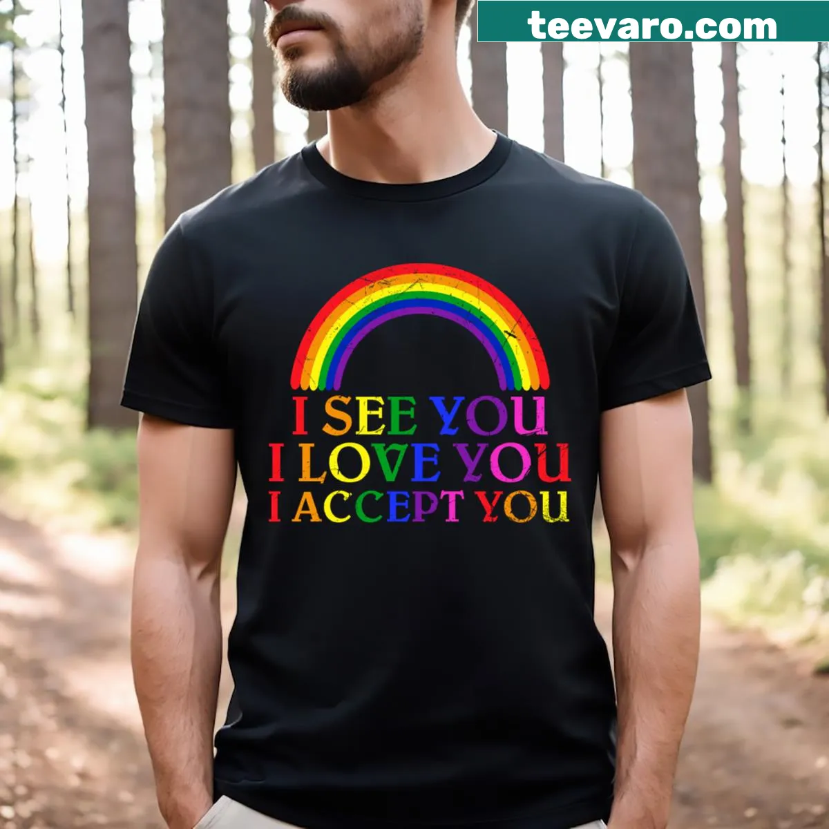 Inspirational message graphic on an LGBT Pride Month t-shirt — on a men's t-shirt