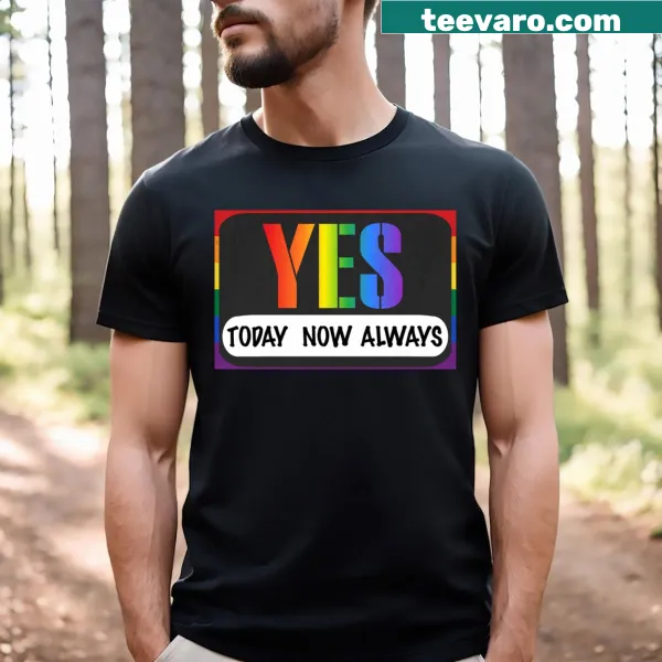 Rainbow graphic on an LGBTQ ally awareness t-shirt