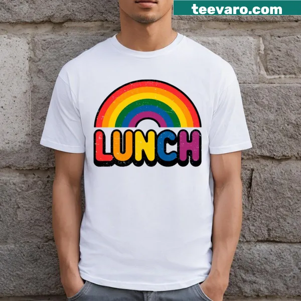 Rainbow lunch theme illustration for LGBTQ Pride on a T-shirt.