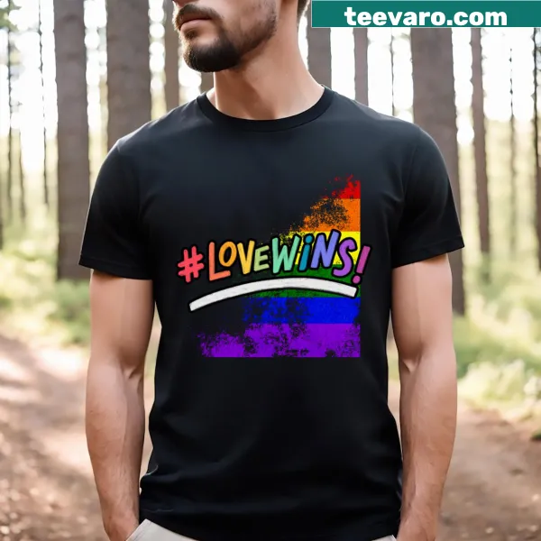 Love Wins typography design on a casual T-shirt