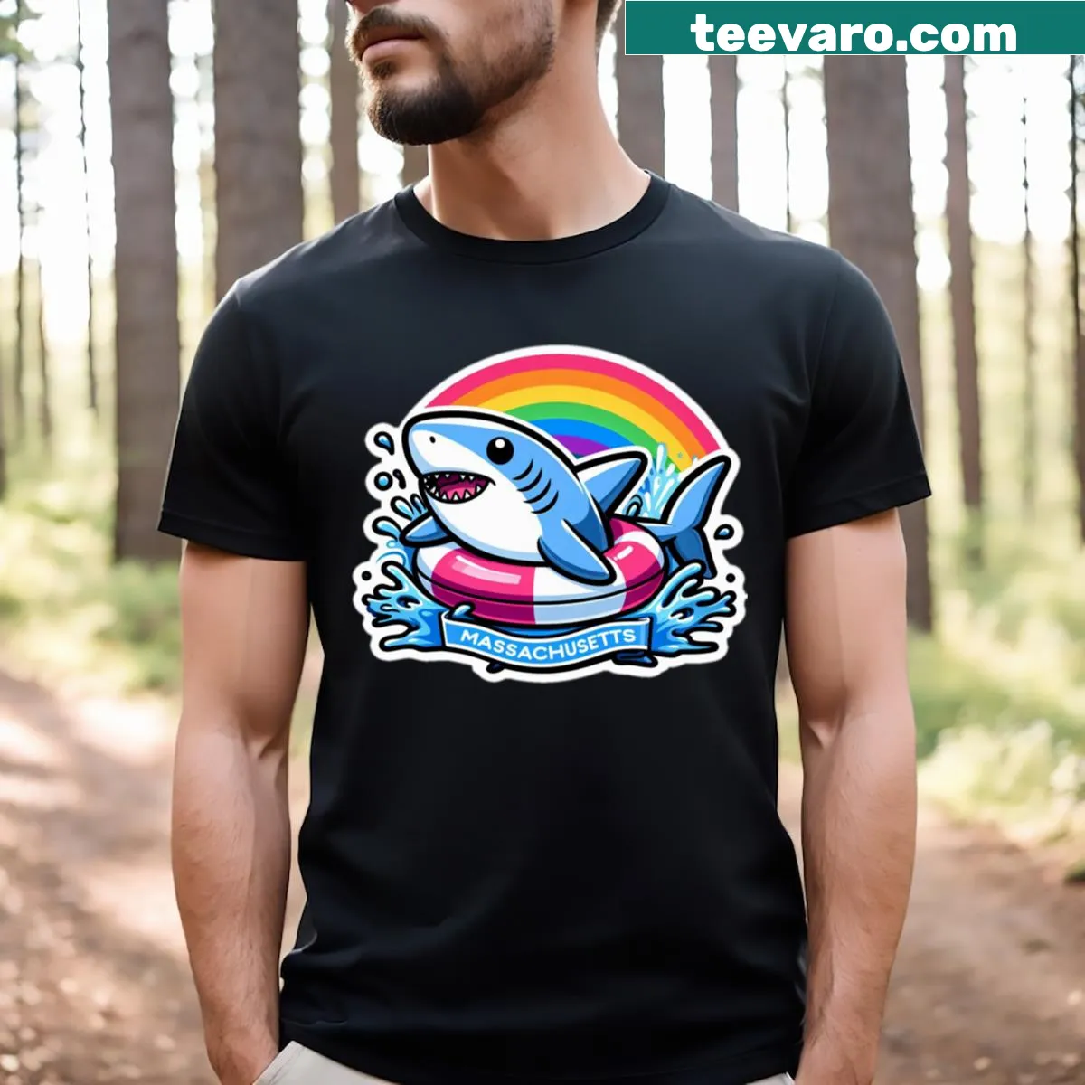Pride Massachusetts text design on t-shirt — on a men's t-shirt