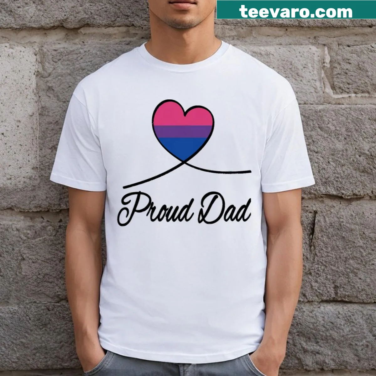 Proud Dad t-shirt with bold text design — on a men's t-shirt