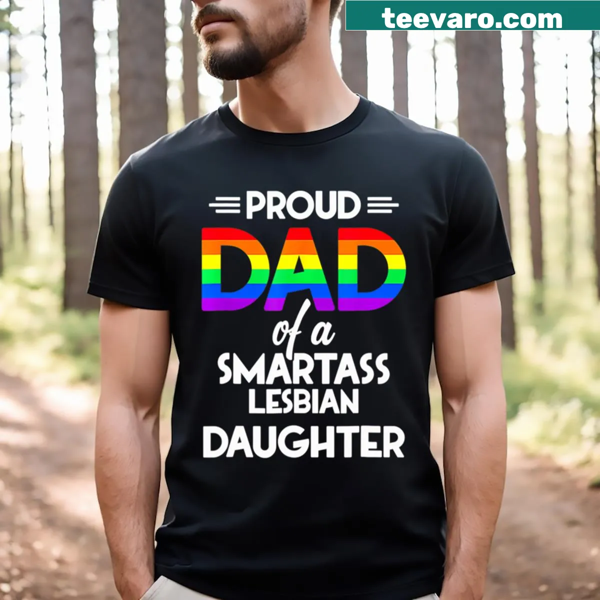 Proud dad text for lesbian daughter on t-shirt — on a men's t-shirt