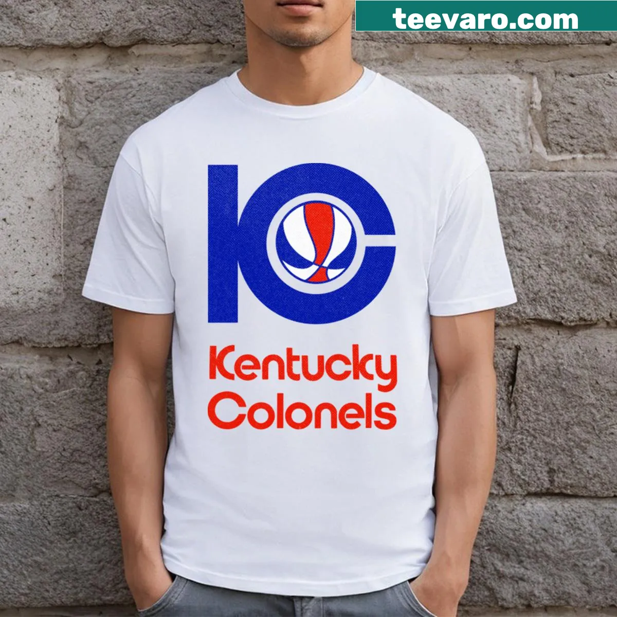 Retro Kentucky Colonels basketball design on T-shirt — on a men's t-shirt