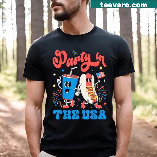 Vintage Soda and Hotdog Patriotic 4th Of July T-shirt