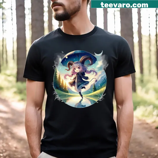 Anime-inspired Capricorn zodiac sign T-shirt.