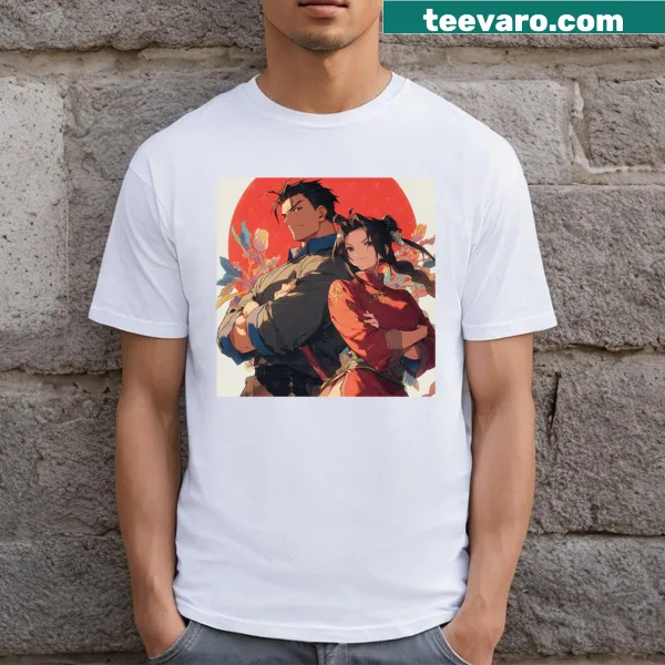 T-shirt featuring multiple cute anime characters
