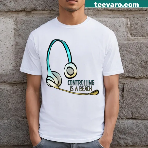 Humorous beach-themed air traffic control T-shirt