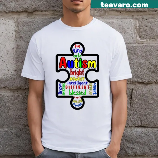 Symbolic autism puzzle piece design on a T-shirt