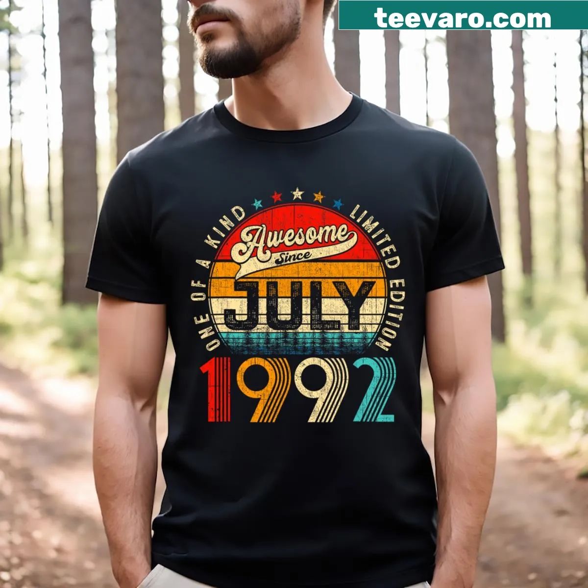Limited edition T-shirt celebrating the year 1992 — on a men's t-shirt