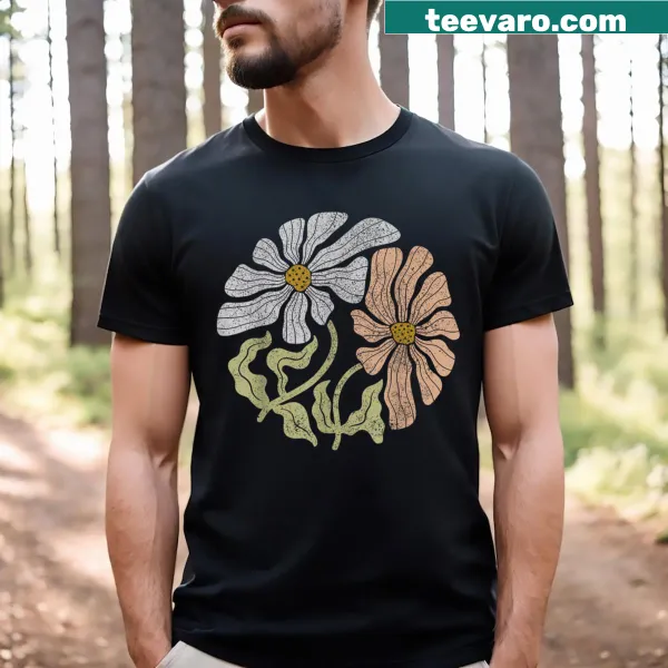 Boho wildflower design on a casual t-shirt