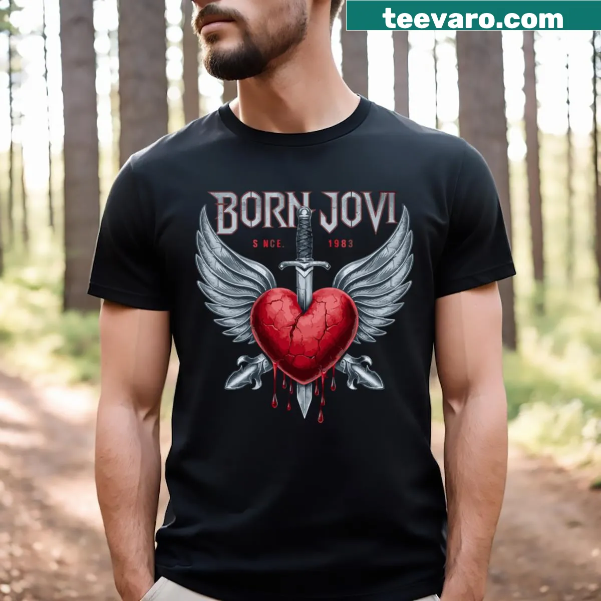 Typography design stating 'Bon Jovi For Ever' for loyal fans — on a men's t-shirt