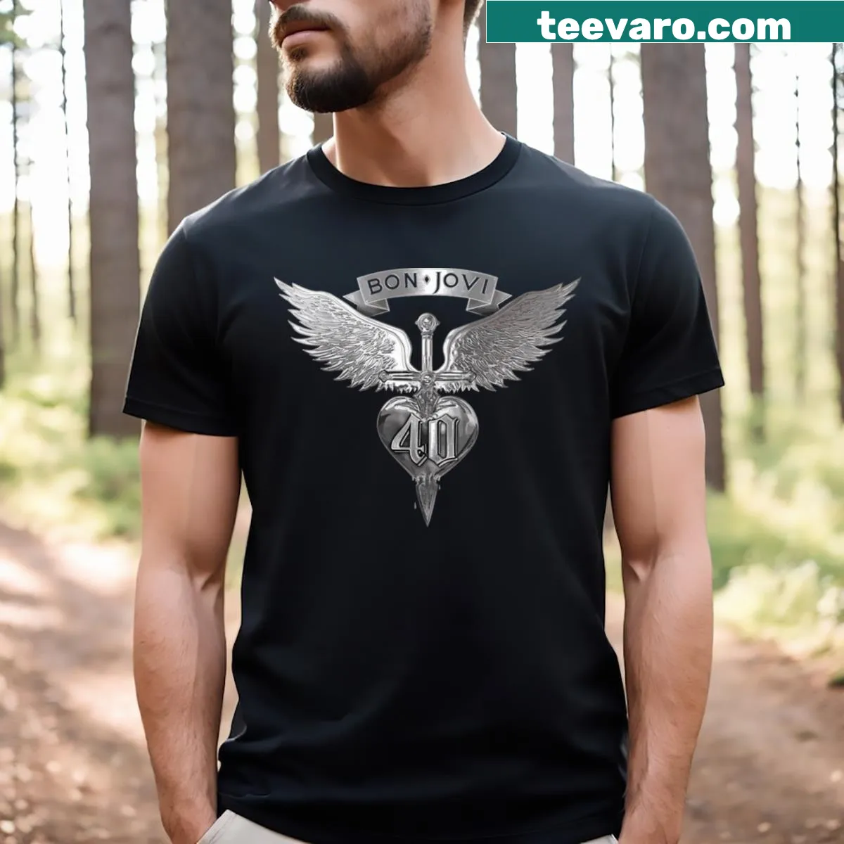 Classic Bon Jovi graphic T-shirt — on a men's t-shirt