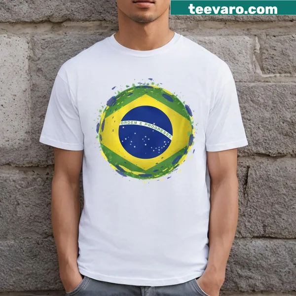 Brazil flag design t-shirt for men and kids.