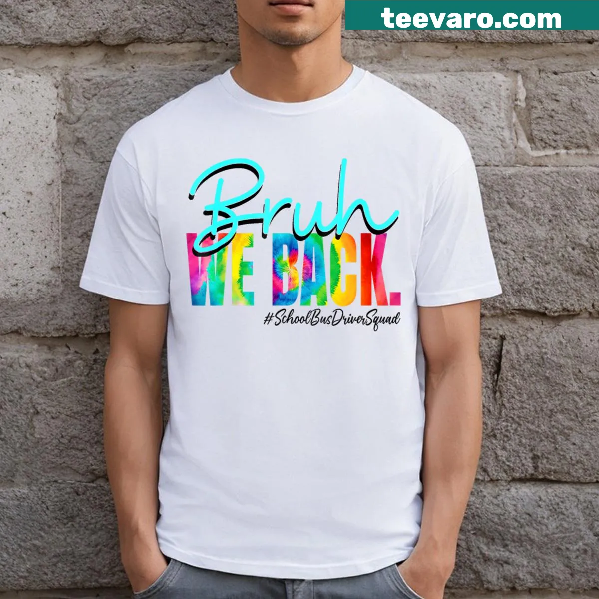 Funny t-shirt for bus drivers with text about returning to school — on a men's t-shirt