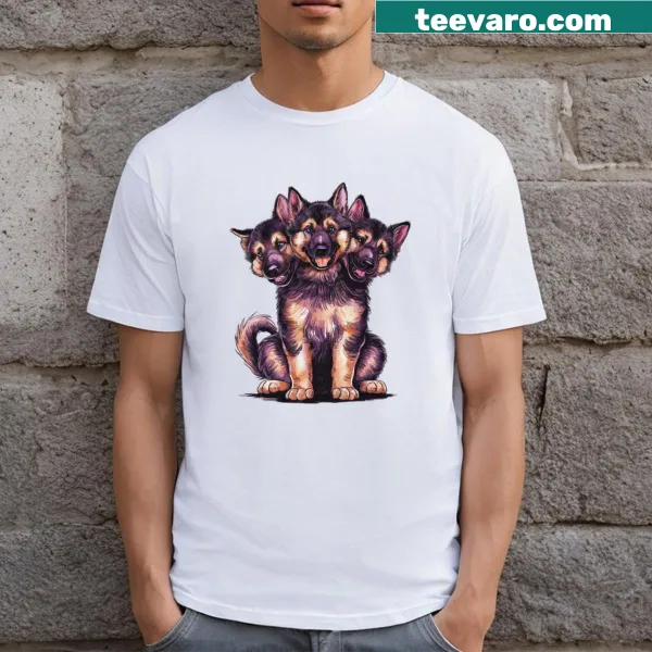 Illustration of a cute German Shepherd puppy on t-shirt