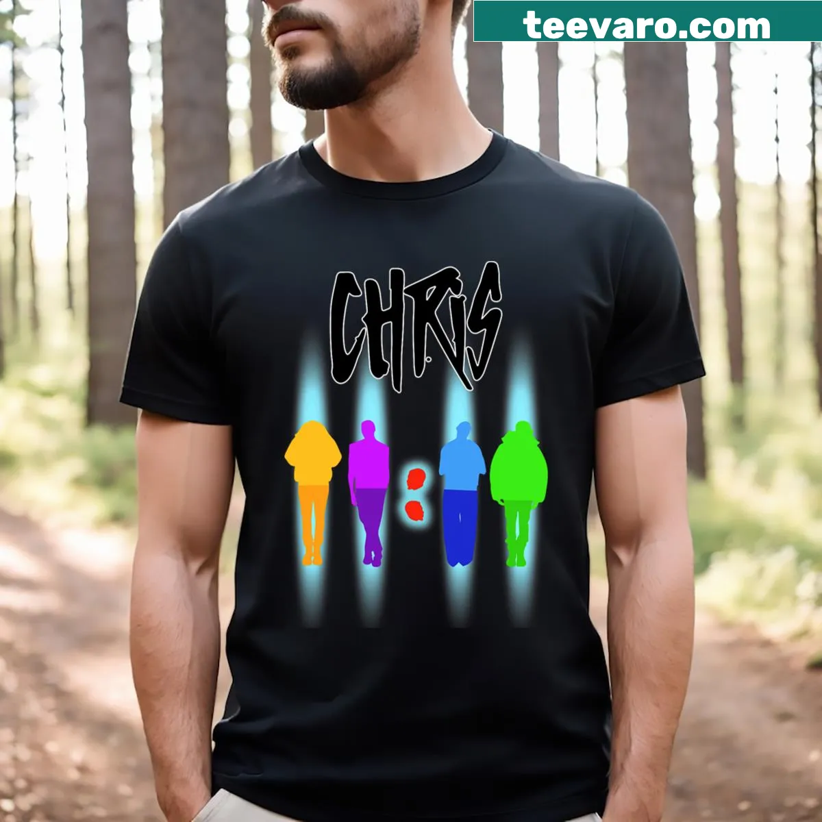 Personalized T-shirt featuring the name 'Chris' — on a men's t-shirt