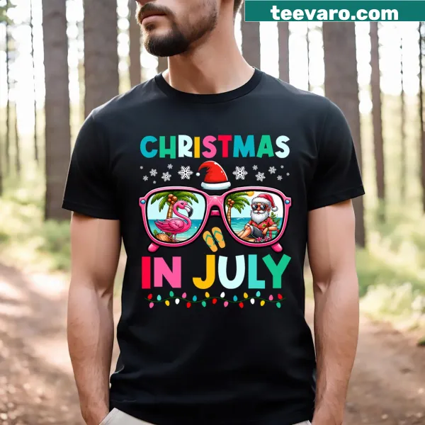 T-shirt with a Christmas in July theme for men and kids