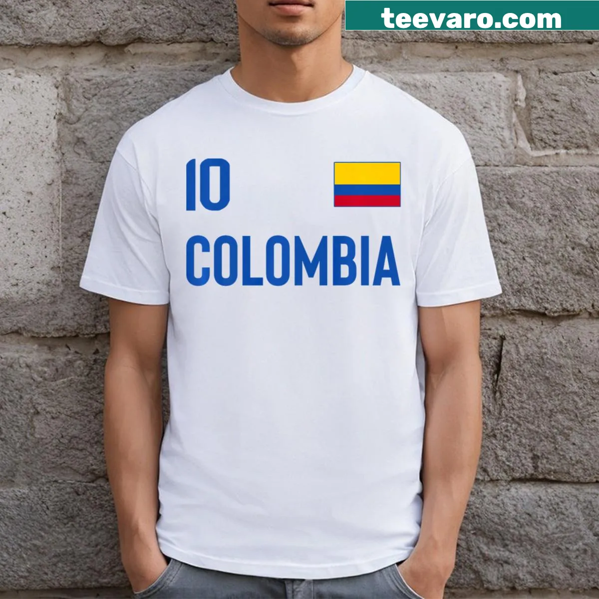 Illustration of the Colombian flag on a patriotic T-shirt — on a men's t-shirt