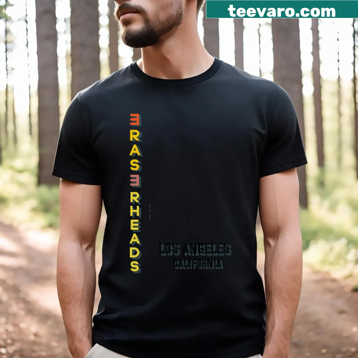 Typography t-shirt featuring Eraserheads band name — on a men's t-shirt