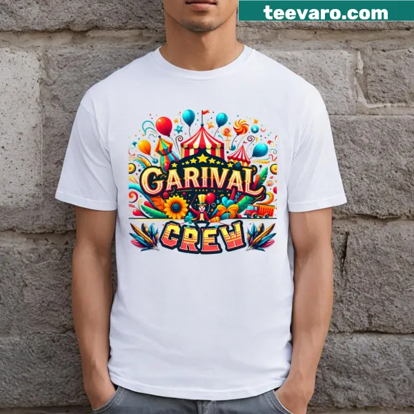 Circus-themed t-shirt with funny carnival crew design