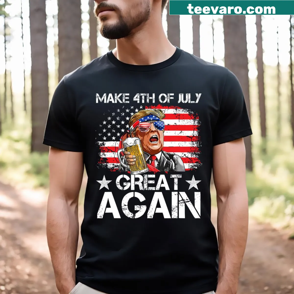 Funny Fourth of July T-shirt with drinking beer slogan — on a men's t-shirt