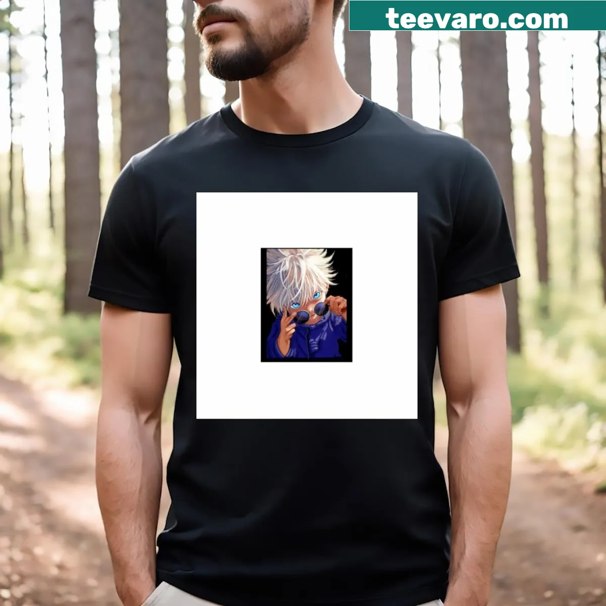 Playful t-shirt featuring Gojo with an attitude design — on a men's t-shirt