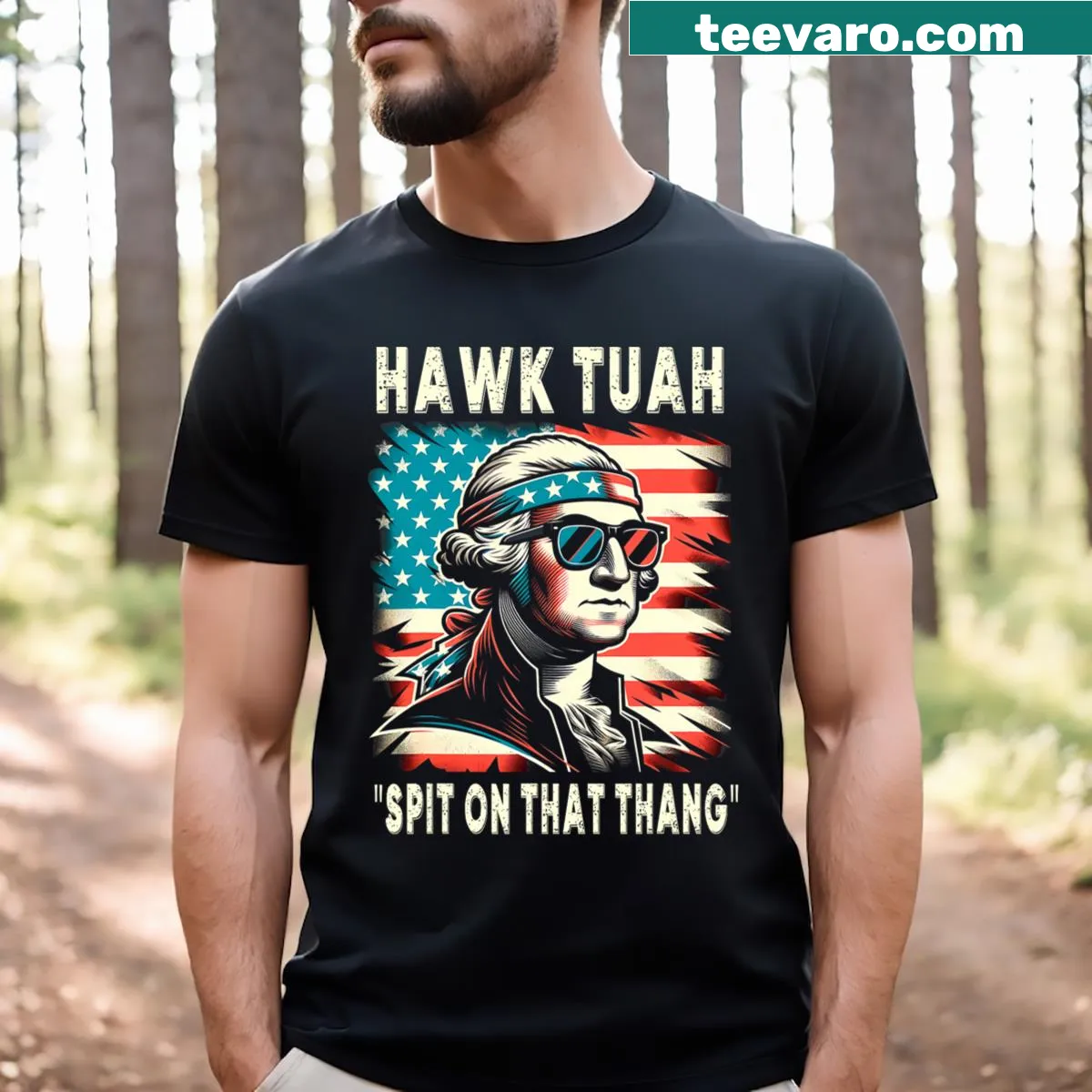 Funny July 4th t-shirt featuring George Washington — on a men's t-shirt