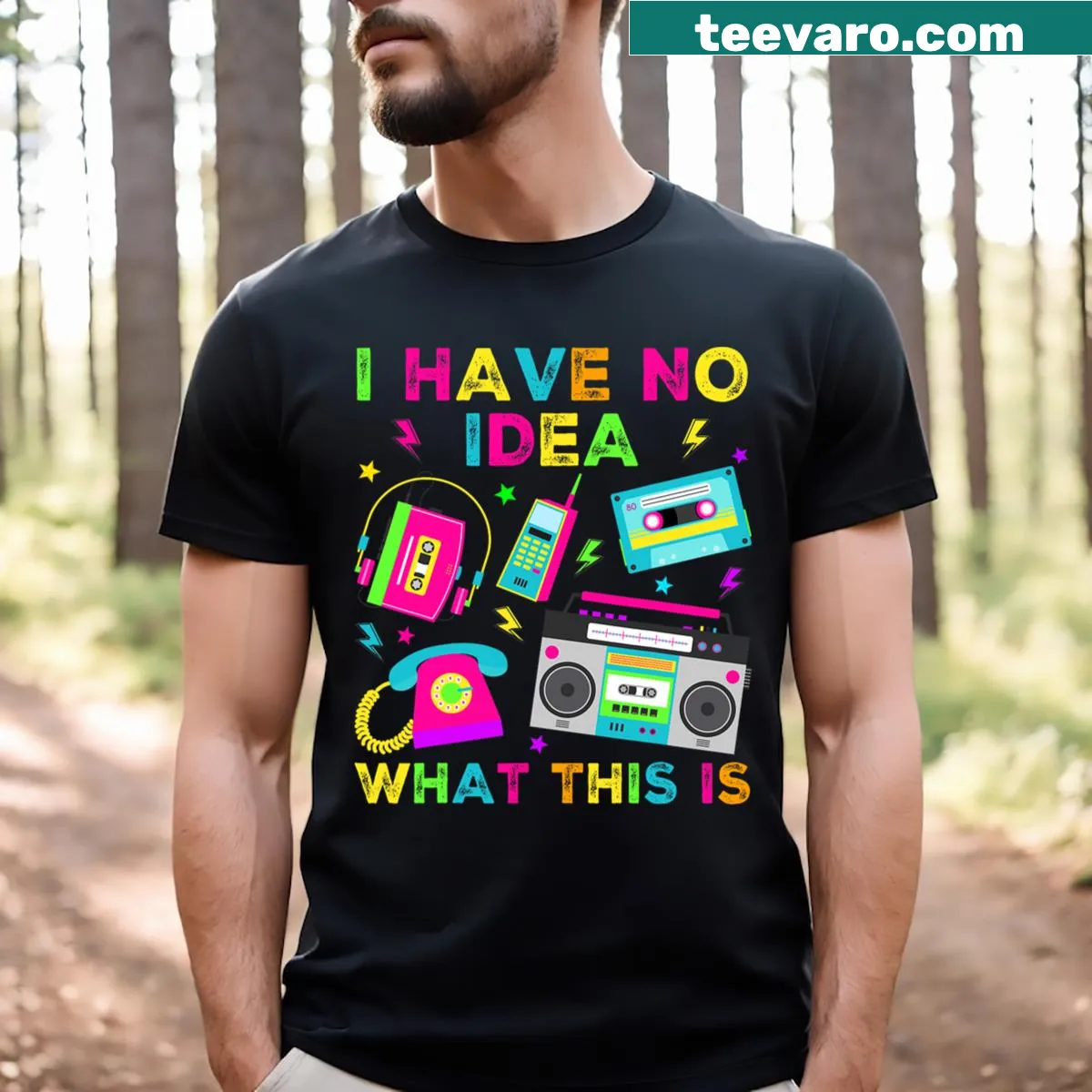 Nostalgic t-shirt with the text I Have No Idea What This Is — on a men's t-shirt