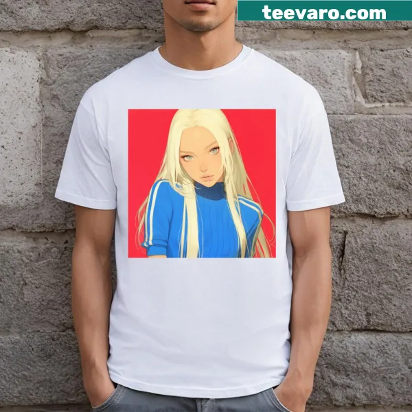T-shirt featuring an Italian girl illustration on a red background