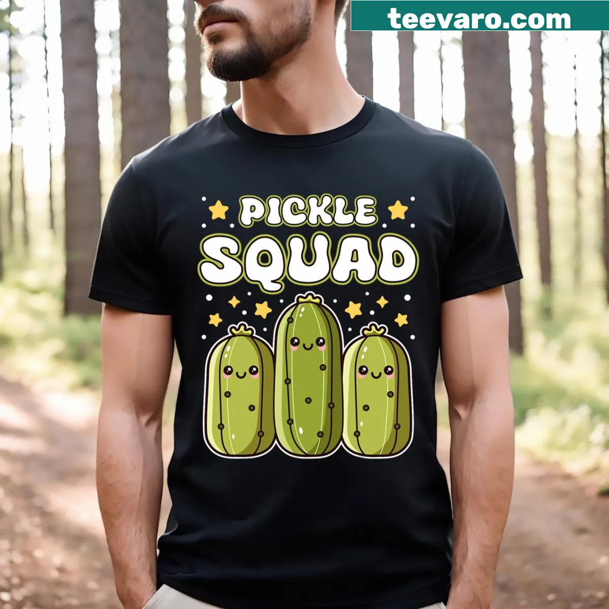 Cute Pickle Squad design with cucumbers on a T-shirt — on a men's t-shirt