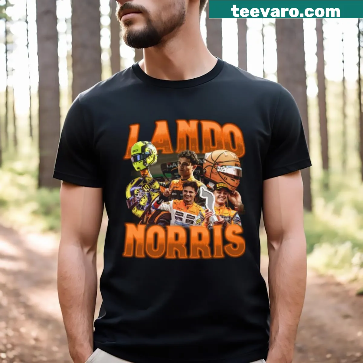 Vintage-style Lando Norris racing T-shirt — on a men's t-shirt