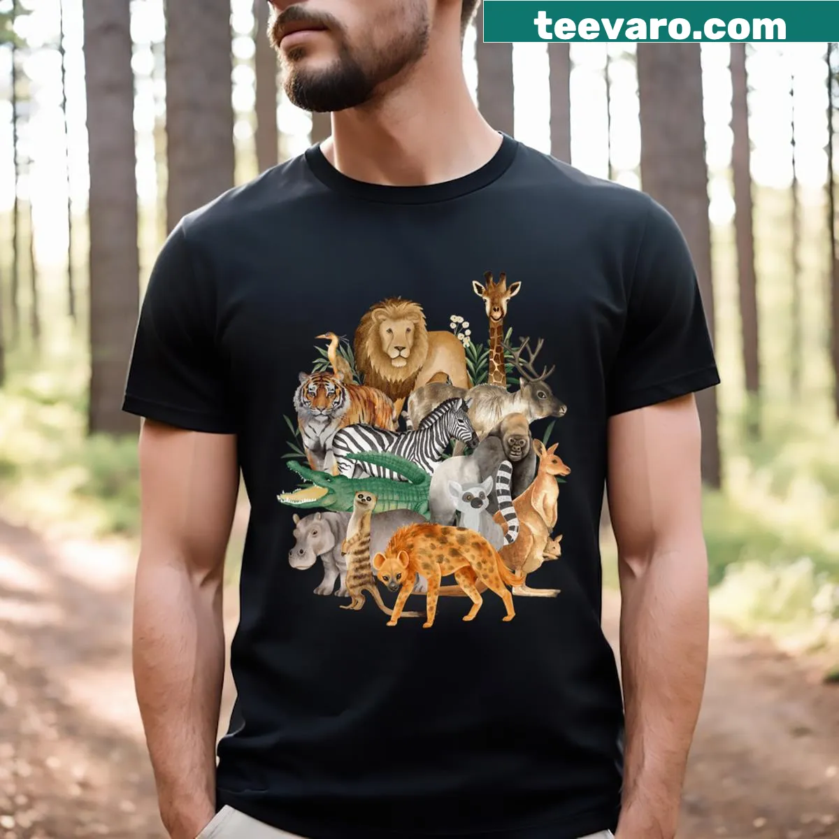 Cute animal-themed T-shirt for zoo day fun — on a men's t-shirt
